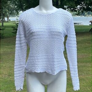 Talbots cotton crocheted crop sweater XL